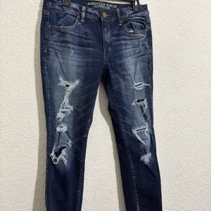 American Eagle Outfitters Skinny Jeans Blue Denim Women's Distressed US 8 thumbnail 3