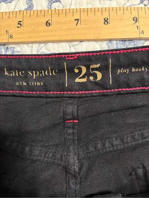 Late Spade womens 25 Black denim skinny jeans Broome Street model thumbnail 7