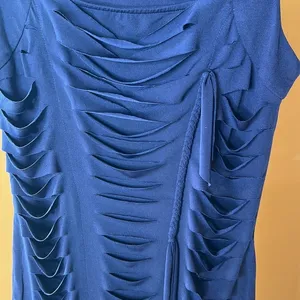 My Tribe Blue Ruched Sleeveless Party Dress Size Small EUC $219 Retail thumbnail 3