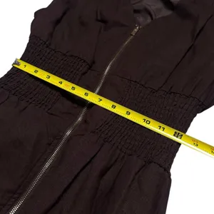 Joie Linen Blend Chocolate Brown‎ Zip-Front Midi Dress Quiet Luxury Old Money M thumbnail 12