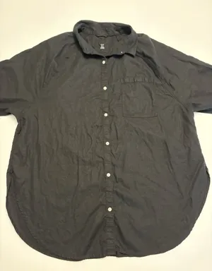 Aerie Women's Black Button Up Shirt Casual Lightweight Minimalist Size Medium thumbnail 1