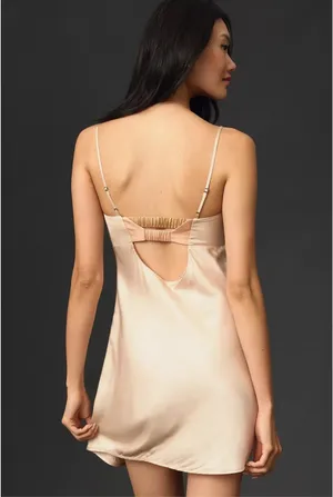 Anthropologie Cream Mini Slip Dress thumbnail 5