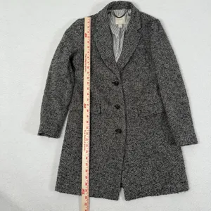 J Crew‎ Tweed Topcoat Coat Womens Size 2 Grey Black H1493 thumbnail 5