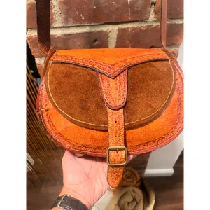 Vintage 70s Tooled Leather Suede Saddle Bag Western Crossbody Purse thumbnail 6