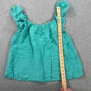 Express Ruffle Strap Tank Top Women's Large Gauzy Sleeveless Turquoise thumbnail 4
