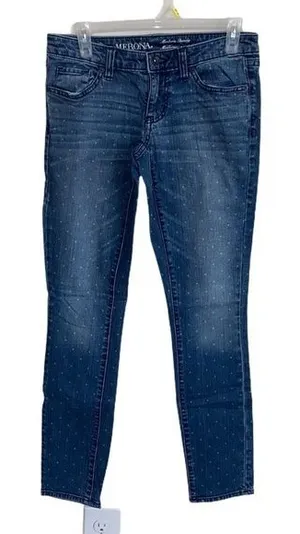 5/$30 🎈 Merona womens Polka dot skinny jeans size 2 thumbnail 1