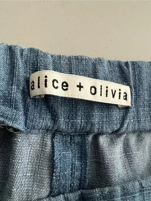 Alice + Olivia Shorts 28 Blue Linen Blend Colorblock Two Tone High Rise thumbnail 3