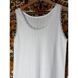 Vintage White Pointelle Cotton Lace Camisole sz Medium thumbnail 2