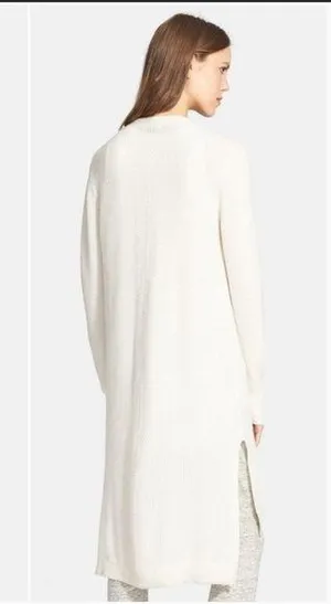 Vince 100% cashmere beautiful off white ribbed long cardigan thumbnail 1