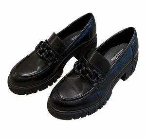Michael Shannon Black Chunky Emilia Platform Loafers with Chain Detail Size 9 thumbnail 1