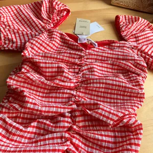 Red Gingham Ruched Sweetheart Top thumbnail 2