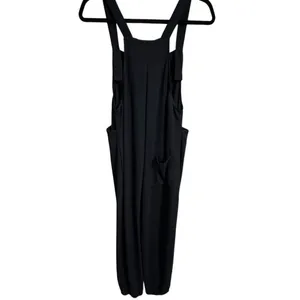 Halara Black Pockets Waffle Casual Jogger Overalls Comfy Cozy Medium NWT thumbnail 3