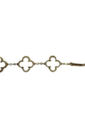 (RB) Clover Four Leaf Gold Tone Mother of Pearl Bracelet Designer Inspired thumbnail 6