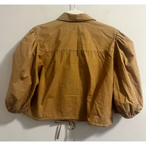 Olivia James The Label Margot Cropped Shirt Womens S Brown w/Balloon 3/4 Sleeves thumbnail 2