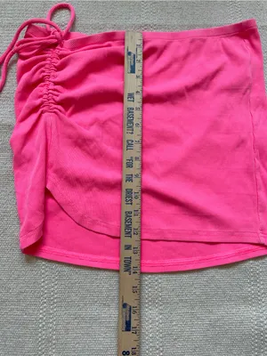 Aerie Pink Cotton Blend Ribbed Ruched Mini Swim Skirt Cover Up Size M Y2K thumbnail 6