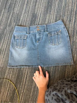 GLO Jeans Y2K Low Rise Denim Mini Skirt Blue 19” Waist 15” Length thumbnail 2