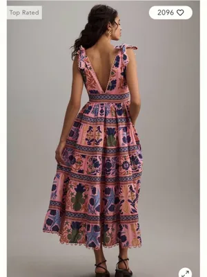 Farm Rio Seashell Tapestry Sleeveless Midi Dress size large thumbnail 2