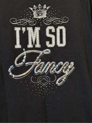 Juicy Couture Y2K McBling Black Sweatshirt Embellished Rhinestone Sequins Small thumbnail 2