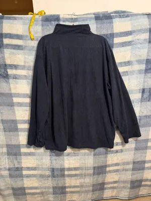 Mens Navy Blue Ribbed Quarter Zip Pullover Sweatshirt Size 2XL thumbnail 3