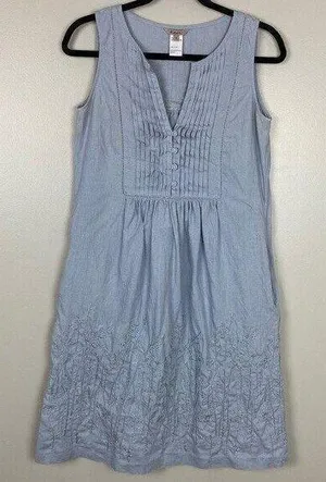 Jigsaw Kew 100% linen dress baby powder blue coastal grandma beach vacation sz 6 thumbnail 1