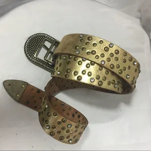 Vintage Arizona gold leather embellished belt thumbnail 5