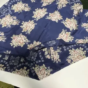 Access 100% silk dark blue floral scarf 32” x 33” hand rolled thumbnail 5