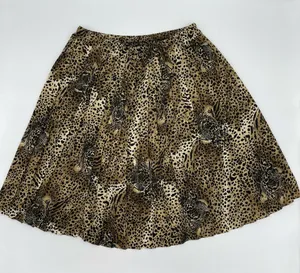 Vintage Hidden Leopard Faces Pleated Skirt Animal Print‎ 80s Drama Eclectic Fun thumbnail 1