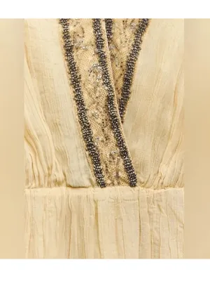 Zara NWT embellished beaded trim light yellow Sleeveless Maxi Dress thumbnail 8