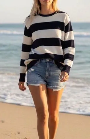 Brandy Melville Oversized Striped Crewneck Sweater thumbnail 1