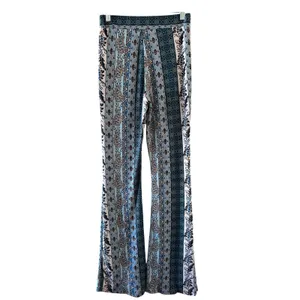 Iris Blue Multi Paisley Floral Bell Bottom Leggings Women Sz S thumbnail 2