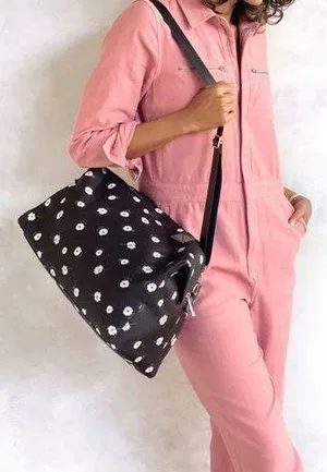 Alice +Olivia travel bag black & floral duffle new thumbnail 1