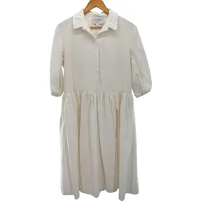 Mare Mare x Anthropologie White Poplin Puff‎ Sleeve Midi Shirt Dress XXS thumbnail 3