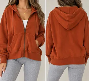Aerie Offline Size M Burnt Orange Oversized Zip Up Hoodie Sweatshirt thumbnail 2