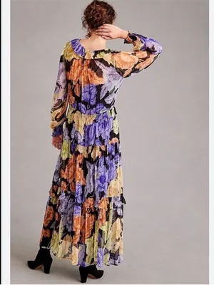 Anthropologie the Marais floral tiered chiffon maxi dress thumbnail 3