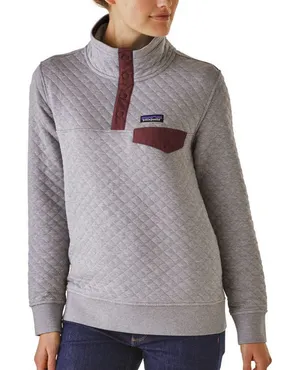 Patagonia‎ Quilted Snap T Pullover Drifter Gray/Ruby Organic Cotton Size Small thumbnail 1