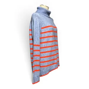 J.Crew Wool Alpaca Turtleneck Sweater Blue Orange XL thumbnail 5