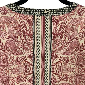 DR2 Women's Tunic Top Size Medium‎ Pink Black Paisley Boho Tassel V-Neck thumbnail 12