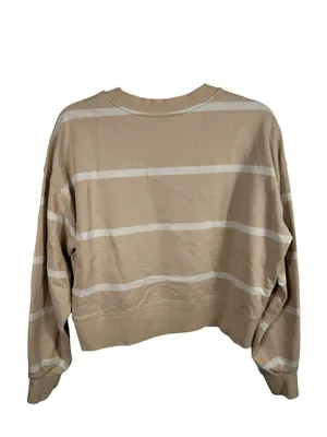 Lululemon Perfectly‎ Oversized Cropped Crew Stripe Cafe Au Lait White Opal 6 thumbnail 4