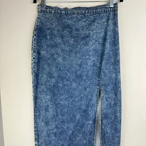 Judy Blue Denim Midi Maxi Skirt Sz 1XL Acid Wash Stretch High Slit A Line thumbnail 5