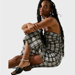 Free People Brandie Plaid Strapless Midi Dress Size Small thumbnail 2