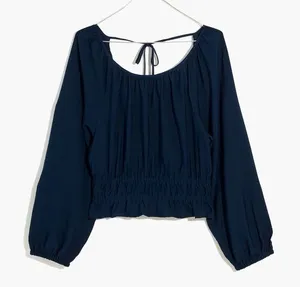 Madewell Matte Twill‎ Tie-Back Cutout Crop Top Puff Raglan Sleeve thumbnail 1