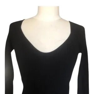 L*Space Camryn Black Ribbed Knit Sweetheart Neck Sweater Women’s Small NWT thumbnail 3