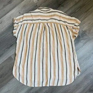 American Eagle Button Down Shirt Stripe Hi Lo Viscose Large thumbnail 6