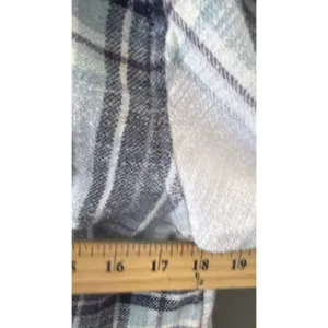 American‎ Eagle Womens Plaid Flannel Shirt Purple Blue Boyfriend Fit 100% Cotton thumbnail 4