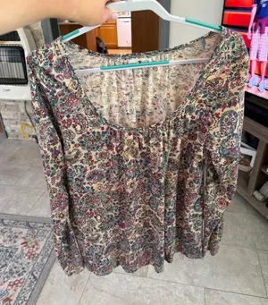 Natural life floral cotton long sleeve women's Large thumbnail 1