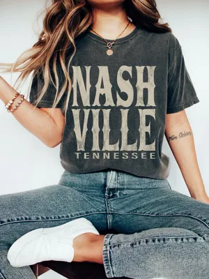 Nashville Tennessee Graphic Tee - Grey Women’s Lane 7 Nashville Tee Shirt Size M thumbnail 1