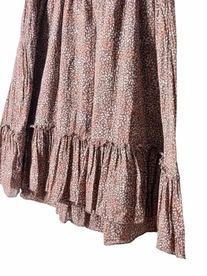 Aerie Boho Smocked Brown Ditsy Floral Tie-Strap Mini Dress M thumbnail 5