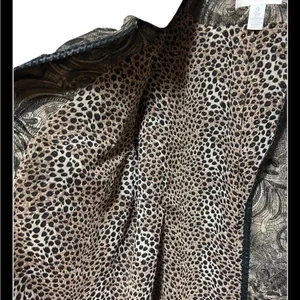 Chico’s Women’s Blazer Jacket Size XL Black Gold Paisley Open Front Lagenlook thumbnail 3