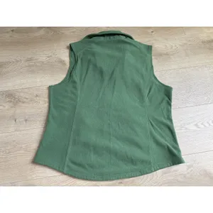 EUC Womens Lands End green fleece vest full zip outdoors hiking size L 14-16 thumbnail 2