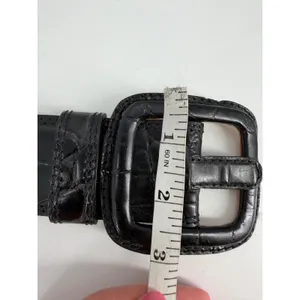 Banana Republic Belt Womens Medium Black Croc Leather Vintage Italian Y2K thumbnail 11